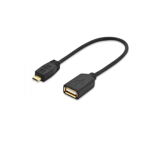 Kabel adapter USB 2.0 HighSpeed OTG Typ microUSB B/USB A M/Ż czarny 0,2m