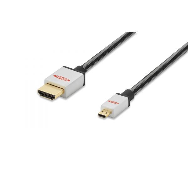 Kabel połączeniowy micro HDMI HighSpeed z Ethernetem 4K 30Hz UHD Typ HDMI A/microHDMI D M/M nylon 2m