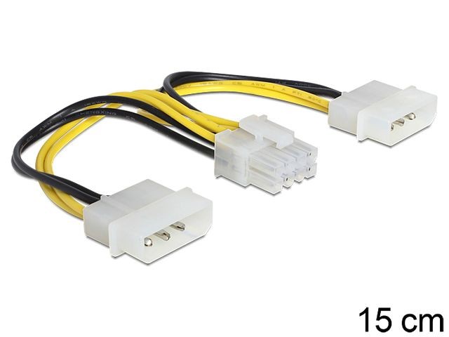 Kabel zasilający 8Pin EPS(F)->2x Molex 4Pin 