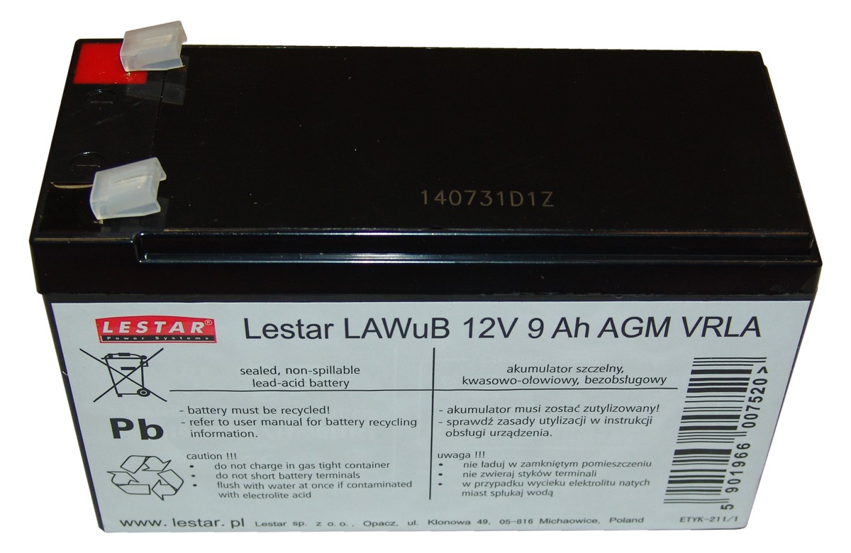 Akumulator wymienny LAWuB 12V 9Ah AGM VRLA