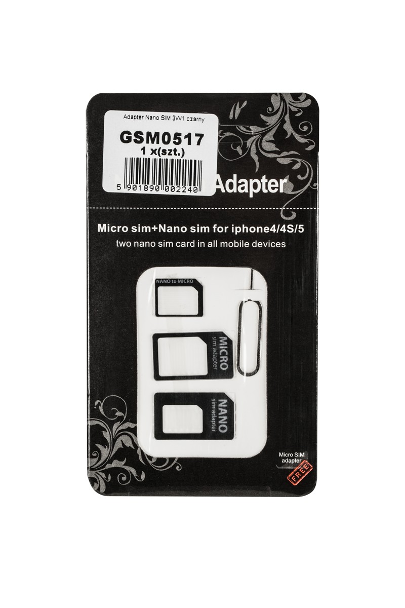 ADAPTER NANO SIM 3W1 CZARNY 