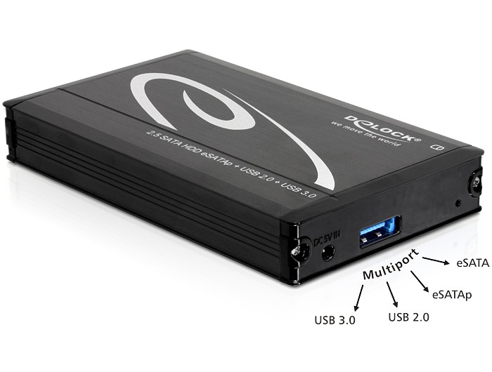 Kieszeń zewnętrzna HDD Sata 2,5 cala Multiport (USB2/USB3/SATA/POESATA) 