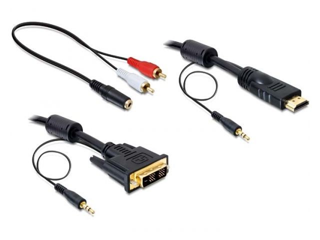 Kabel HDMI(M)->DVI-D(M)(18+1)+AUDIO(Jack 3,5mm) 2m 