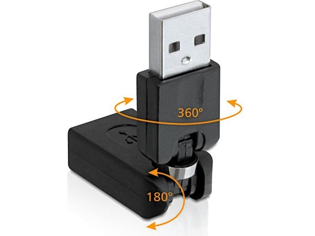 Adapter USB AM->USB AF kątowy 360/180 