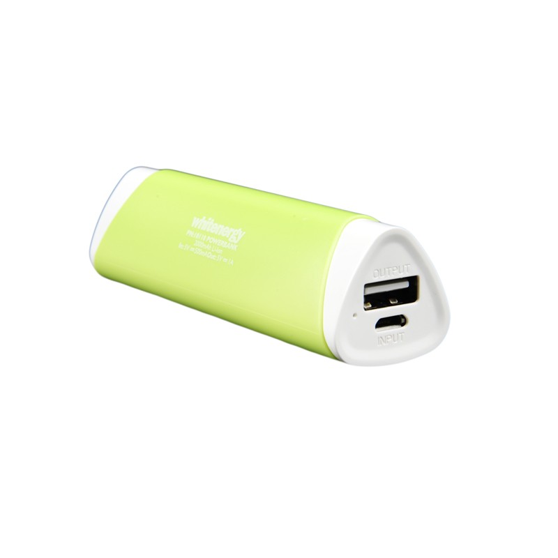 Power Bank 2000mAh, 1A, zielony, kabel w zestawie