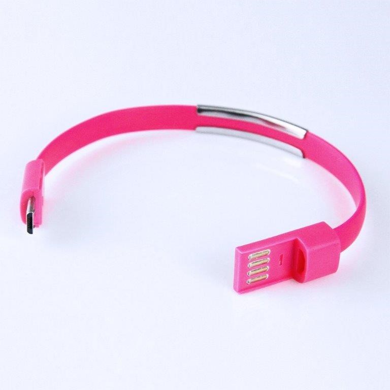 Kabel USB/microUSB bransoletka, różowy