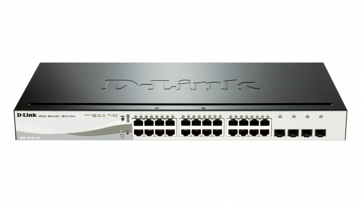 DGS-1210-24P 24GbE, 12x PoE  4xSFP Smart