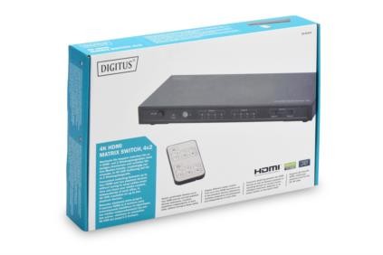 Przełącznik/Matrix HDMI 5/2-porty, 4K 30Hz UHD 3D, HDCP 1.3, audio, z pilotem