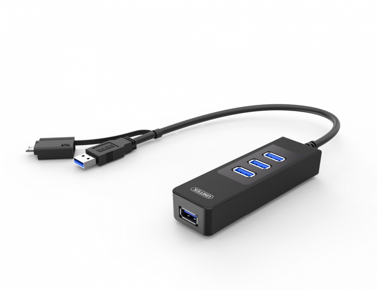 Hub 4x USB 3.0 z OTG - USB/ microusb; Y-3046A 