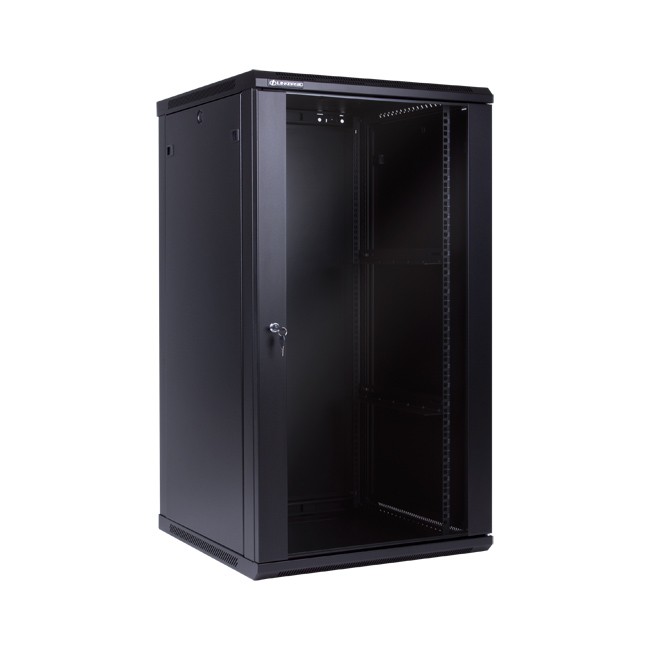 Szafa wisząca rack 19cali 22U 600x600mm czarna drzwi szklane