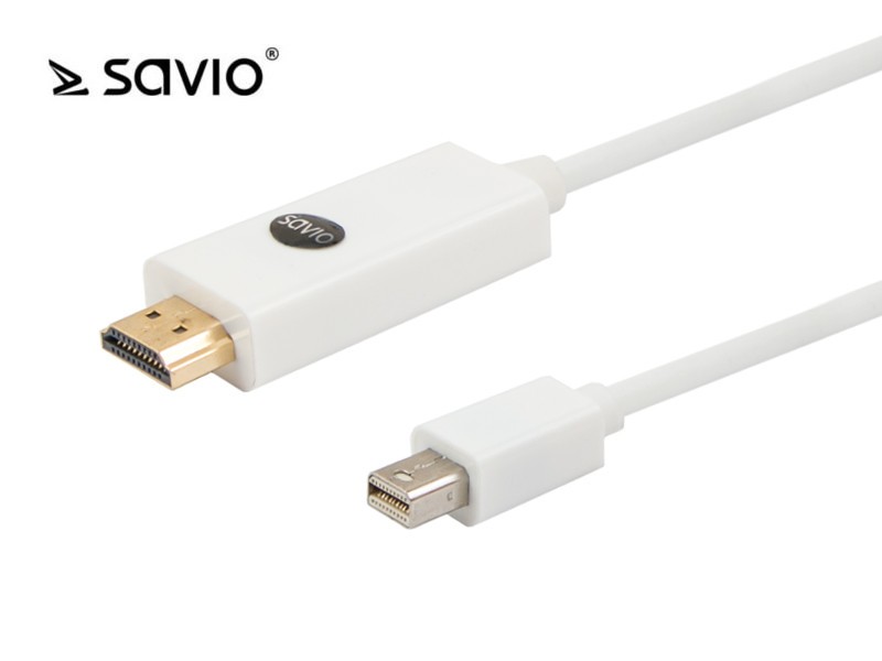 SAVIO CL-83 Kabel mini DisplayPort M - HDMI AM, pozłacane końcówki, 1.8m