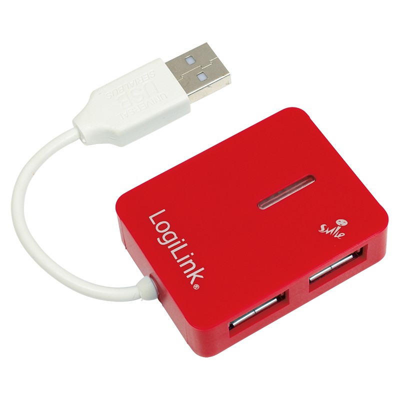 HUB 4xUSB 2.0 Smile, czerwony 