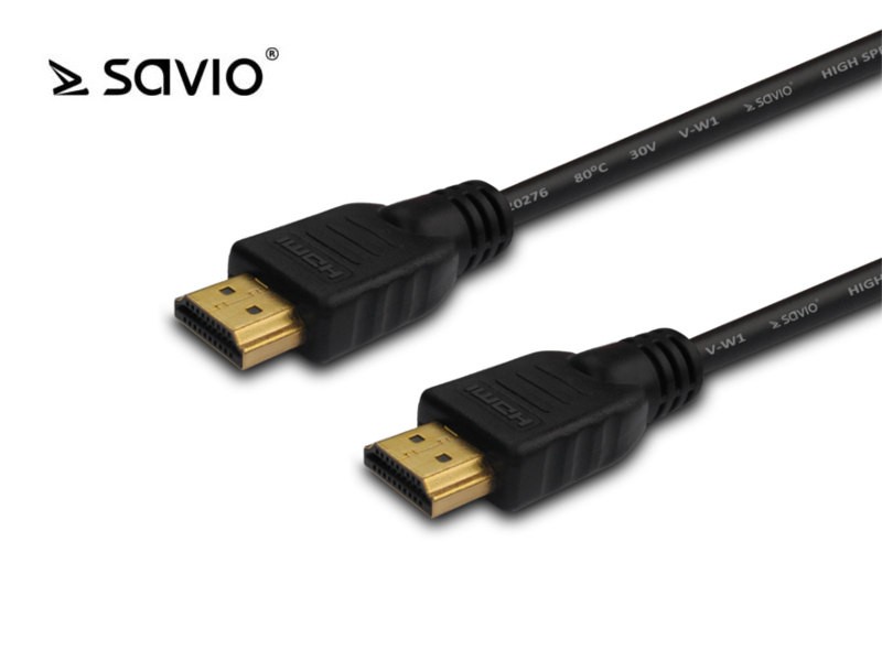 SAVIO CL-08 Kabel HDMI  czarny złoty v1.4 3D, 4Kx2K, 5m