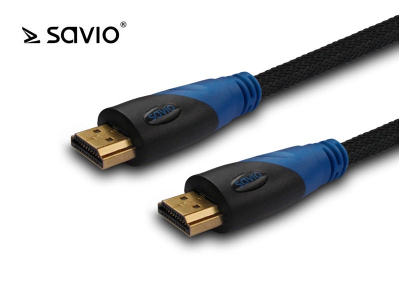 SAVIO CL-49 Kabel HDMI oplot nylon złoty v1.4 3D, 4Kx2K, 5m