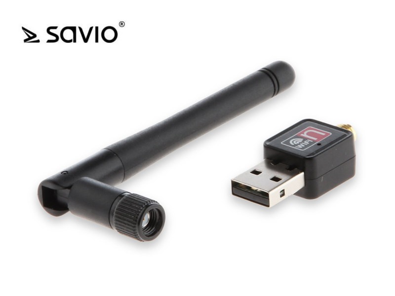 Karta Wi-Fi 802.11/n SAVIO CL-63 USB 150Mbps z anteną, blister