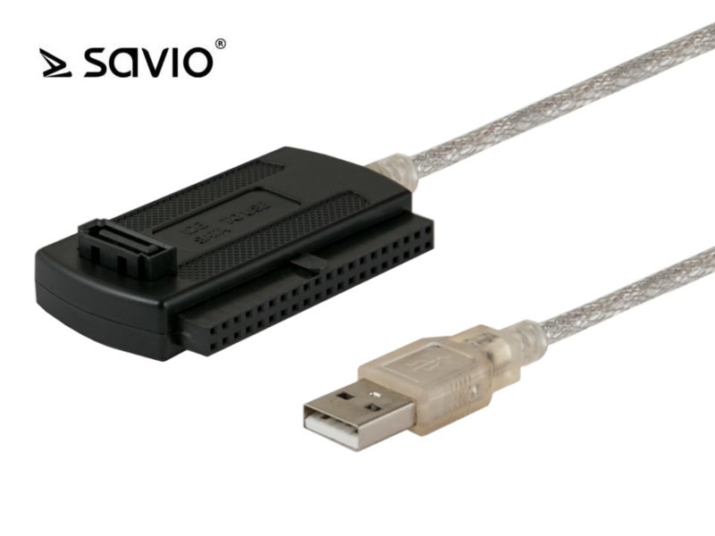 Adapter IDE SATA/ATA - USB 2.0 SAVIO AK-07 Plug & Play, dodatkowe zasilanie w zestawie