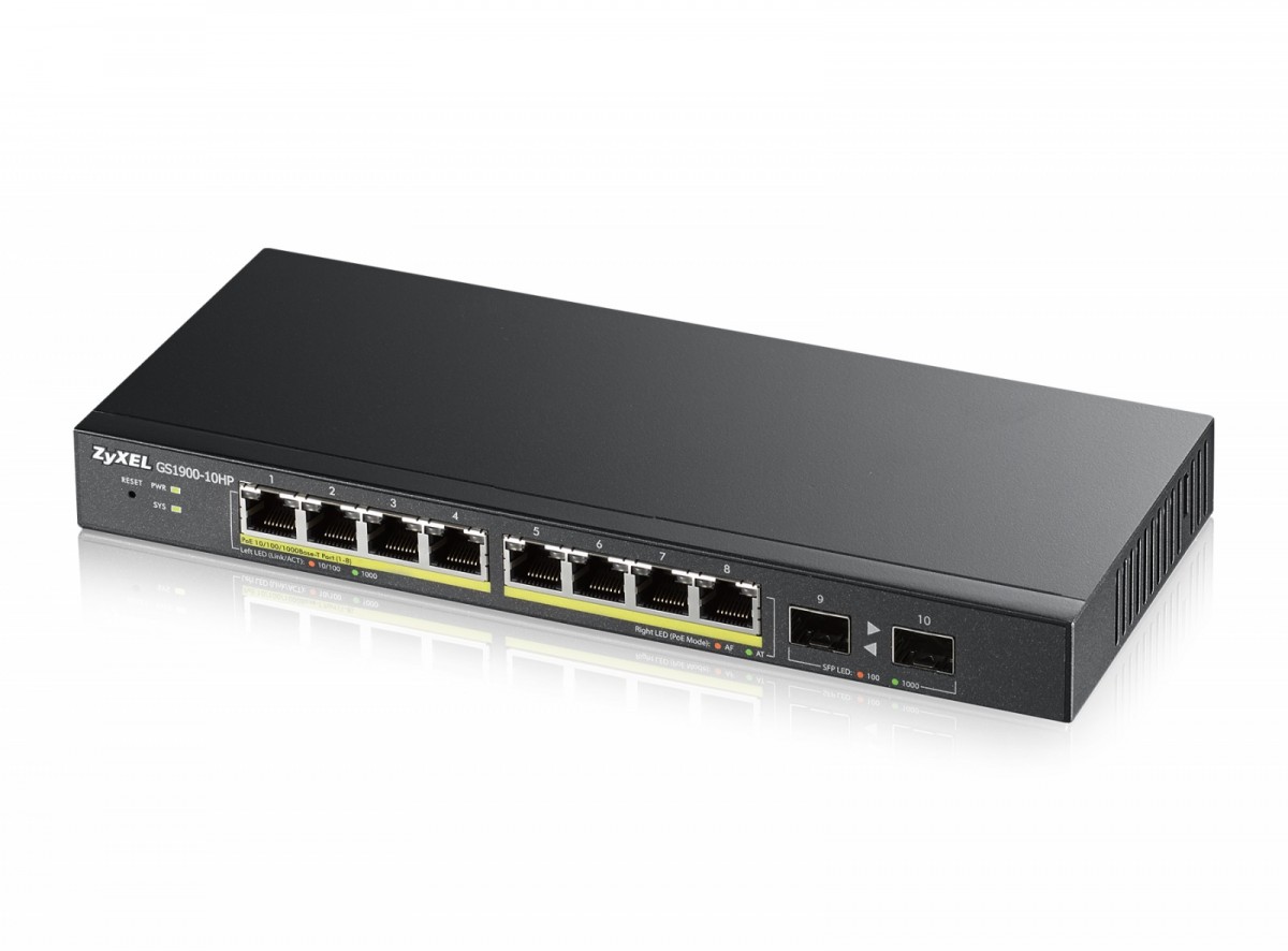 GS1900-10HP Switch 8x1GbE 2xSFP PoE