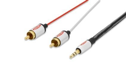 Kabel adapter Audio MiniJack/Cinch Stereo Typ 3.5mm/2xRCA M/M     szary 2,5m 