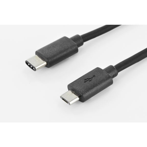 Kabel połączeniowy USB 2.0 HighSpeed Typ USB C/microUSB B M/M czarny 1,8m