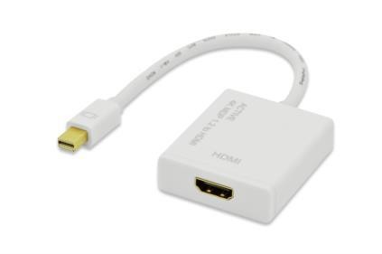 Kabel adapter DisplayPort 4K 30Hz UHD Typ miniDP/HDMI A M/Ż biały 0,2m