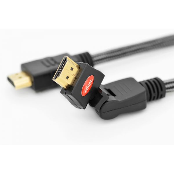 Kabel połączeniowy HDMI HighSpeed z Ethernetem obracany 4K 60Hz UHD Typ HDMI A/HDMI A M/M nylon 2m