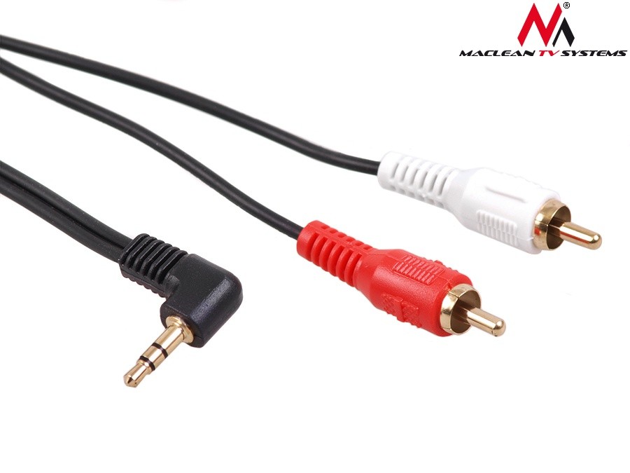 Przewód mini jack 3,5mm kątowy 2RCA 10m czarny MCTV-827