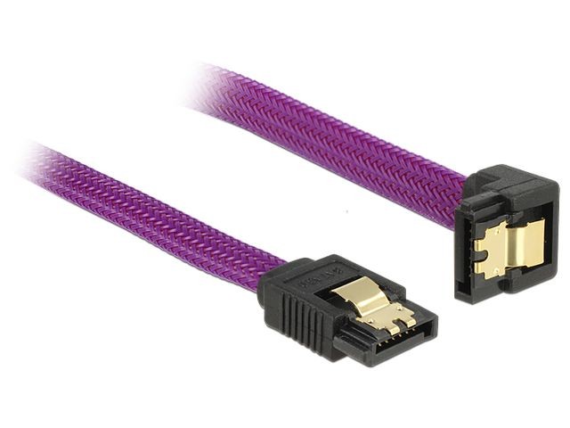 Kabel SATA III 6Gb/s 50cm kątowy (metalowe zatrzaski) Premium 