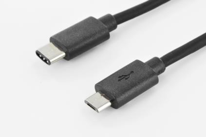 Kabel połączeniowy USB 2.0 HighSpeed Typ USB C/microUSB B M/M czarny 1,8m