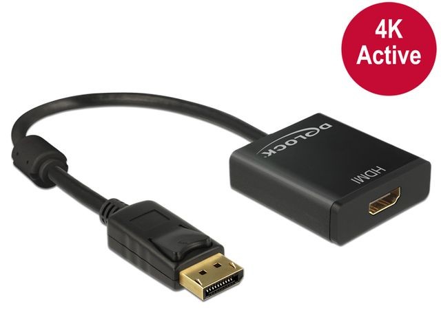 Adapter Displayport(M)->HDMI(F) Aktywny 4K Black 