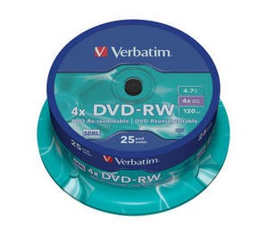 DVD-RW 4x 4.7GB 25P CB Matt Silver 43639 