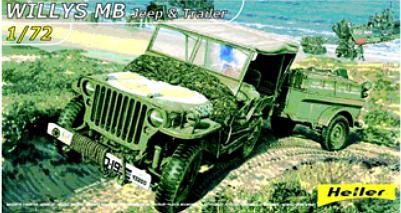 HELLER Willys MB Jeep & Trailer