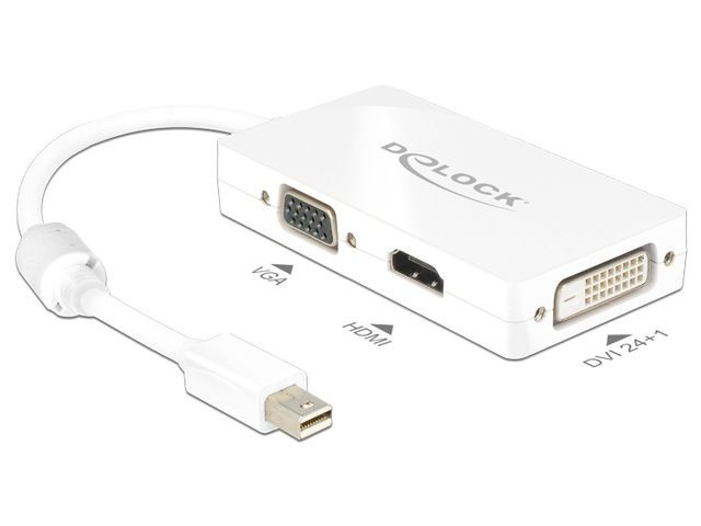 Adapter Displayport 1.2 Mini ->HDMI/VGA/DVI 16cm Biały 