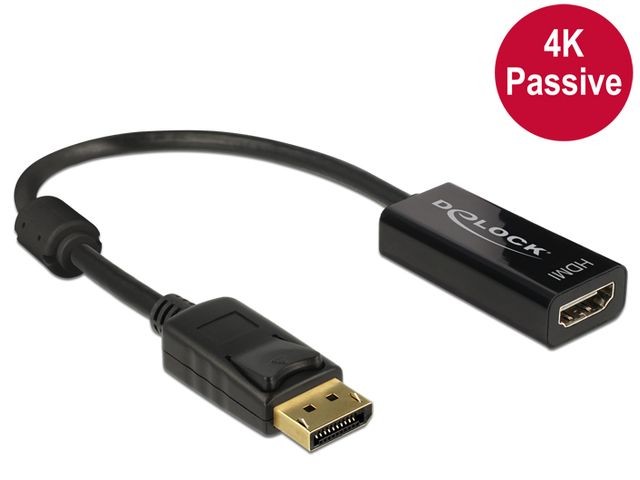 Adapter Displayport 1.2 (M)->HDMI(F) 4K Pasywny Czarny 