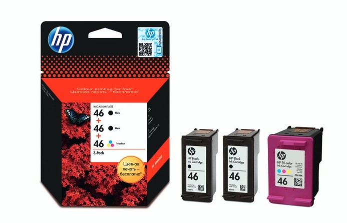 HP 46 3-pack 2xBlack + 1xColour F6T40AE 