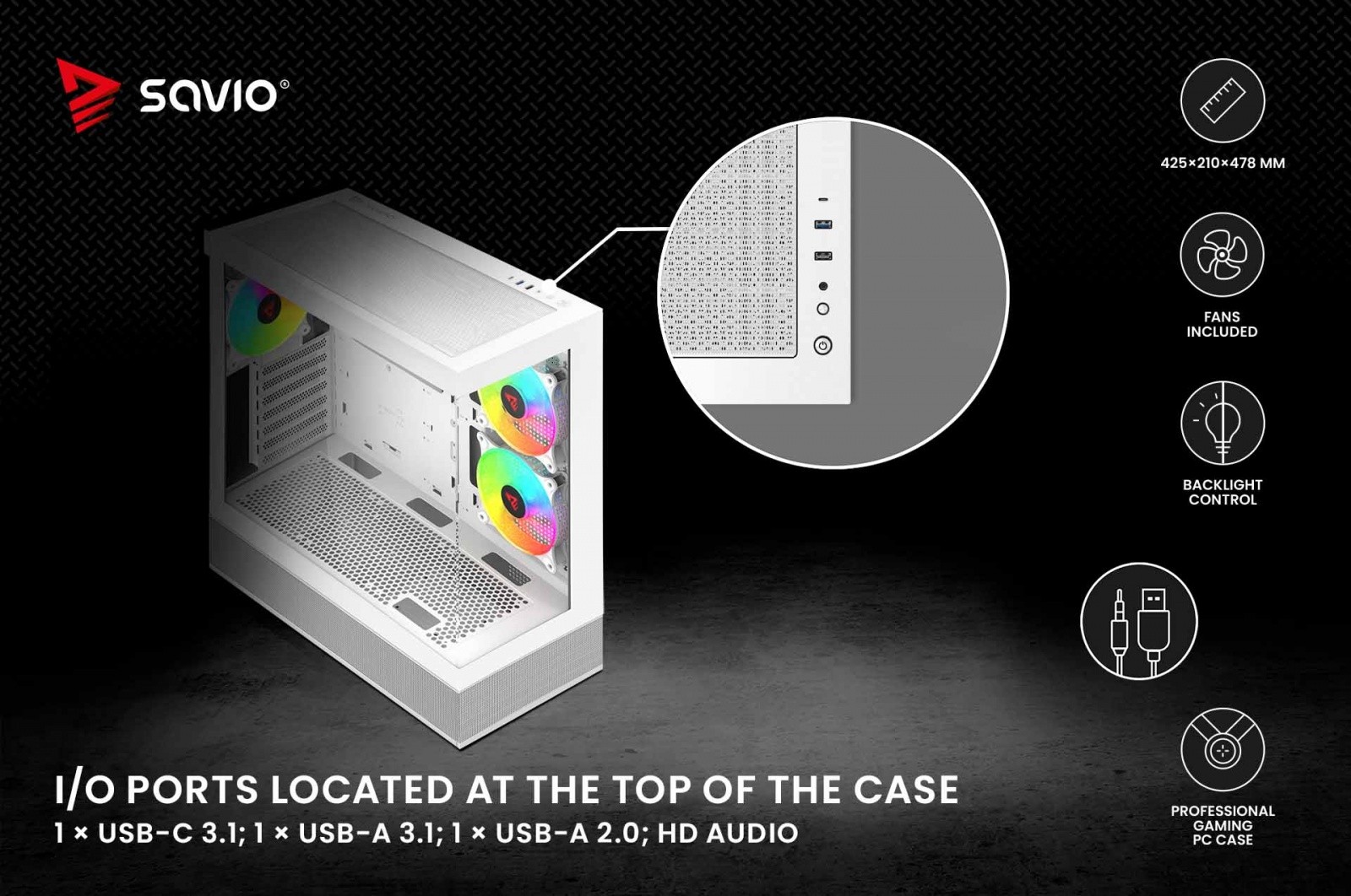 Savio кутия за компютър SIGMA X1 бял Savio
