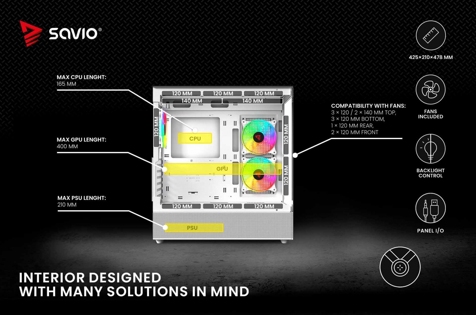 Savio кутия за компютър SIGMA X1 бял Savio