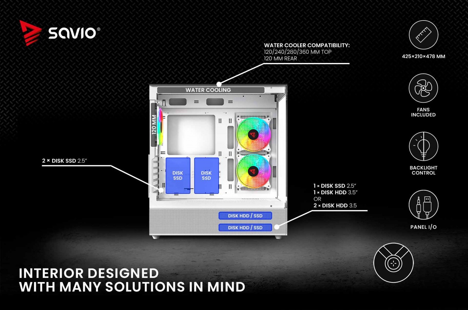 Savio кутия за компютър SIGMA X1 бял Savio