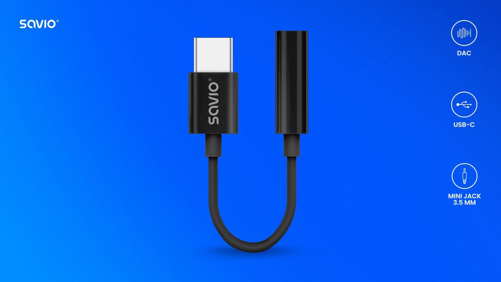 Savio Adapter audio USB-C Jack 3