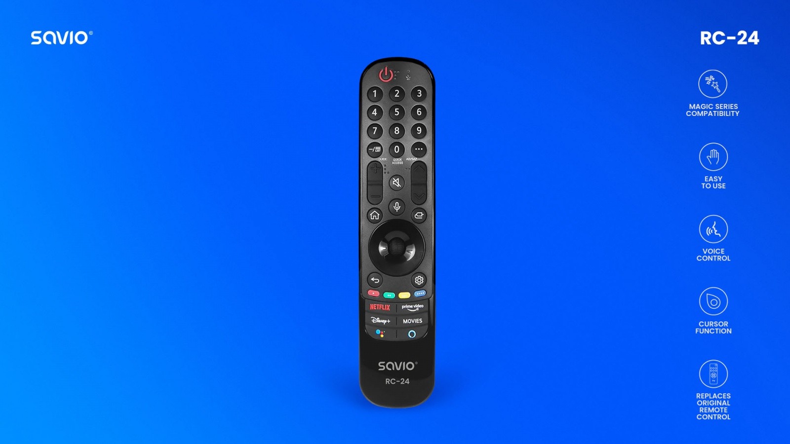 Universal remote control RC-24 to LG SMART in the blue background 